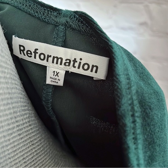 REFORMATION Green Velvet Front Slit Halter Plus Size Formal Prom Dress - Picture 8 of 12